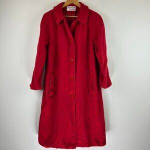 Vtg Monica Gray Women’s Classic Red Wool Blend Overcoat Size 14